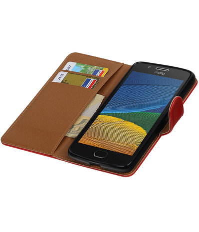 Rood Pull-Up PU booktype hoesje Motorola Moto G5