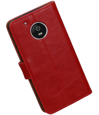 Rood Pull-Up PU booktype hoesje Motorola Moto G5