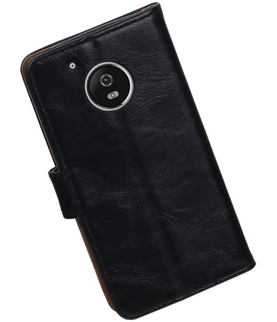 Zwart Pull-Up PU booktype hoesje Motorola Moto G5