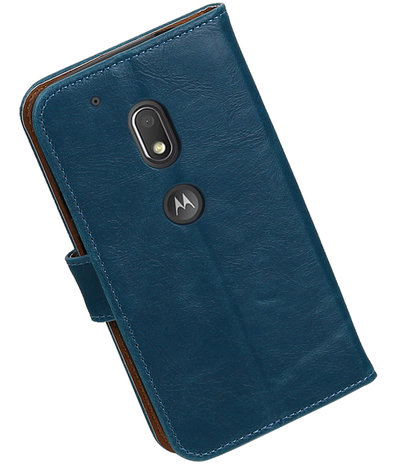 Blauw Pull-Up PU booktype hoesje Motorola Moto G4 Play
