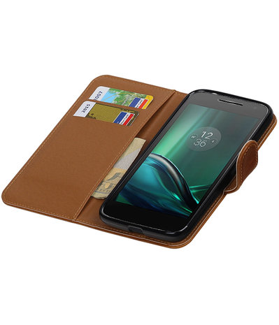 Bruin Pull-Up PU booktype hoesje Motorola Moto G4 Play