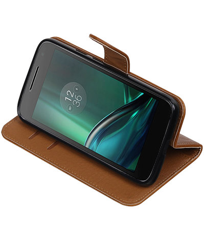 Bruin Pull-Up PU booktype hoesje Motorola Moto G4 Play