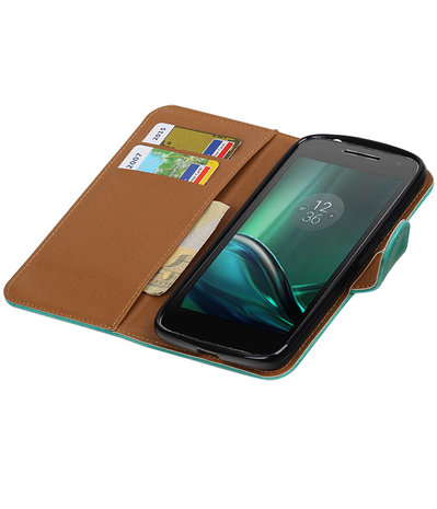 Groen Pull-Up PU booktype hoesje Motorola Moto G4 Play