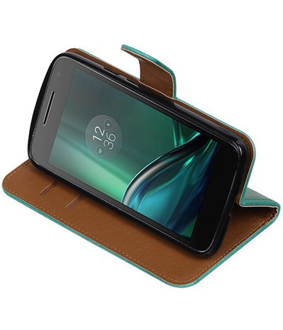 Groen Pull-Up PU booktype hoesje Motorola Moto G4 Play