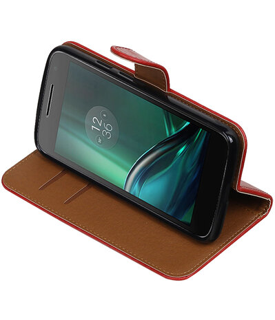 Rood Pull-Up PU booktype hoesje Motorola Moto G4 Play