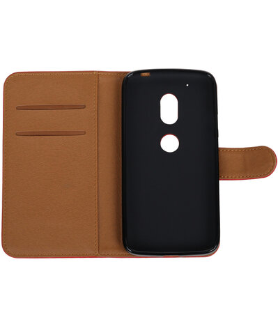 Rood Pull-Up PU booktype hoesje Motorola Moto G4 Play