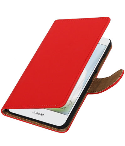 Rood Effen booktype hoesje voor Huawei Nova