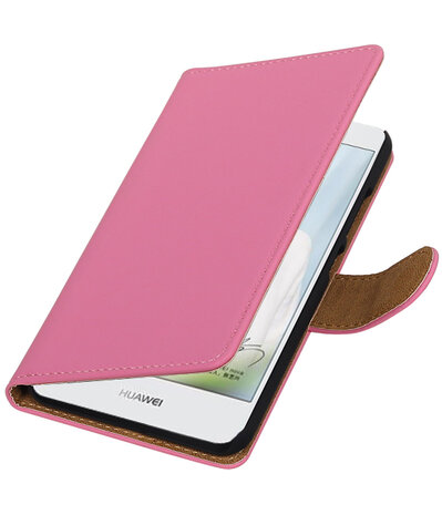 Roze Effen booktype hoesje voor Huawei Nova