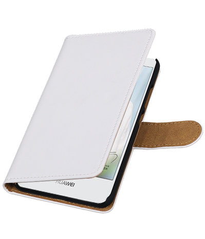 Wit Effen booktype hoesje voor Huawei Nova