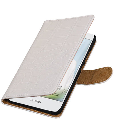 Wit Krokodil booktype hoesje voor Huawei Nova