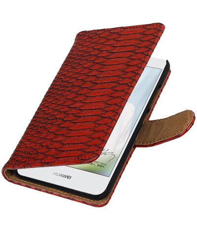 Rood Slang booktype hoesje voor Huawei Nova