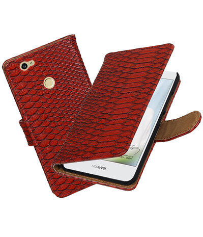 Rood Slang booktype hoesje voor Huawei Nova