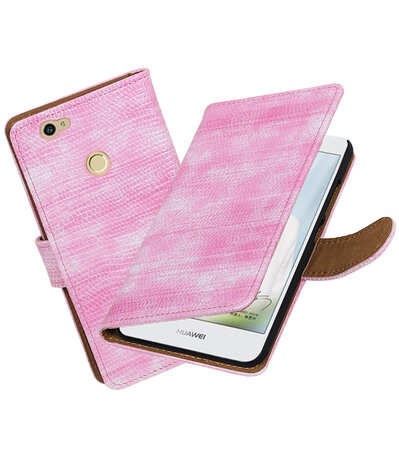Roze Mini Slang booktype hoesje voor Huawei Nova