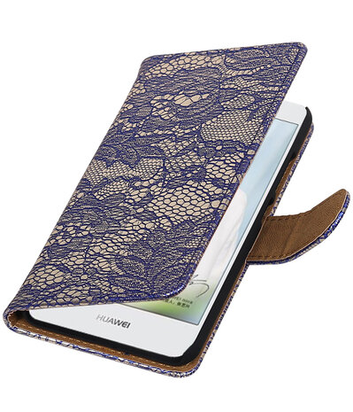 Blauw Lace booktype hoesje voor Huawei Nova