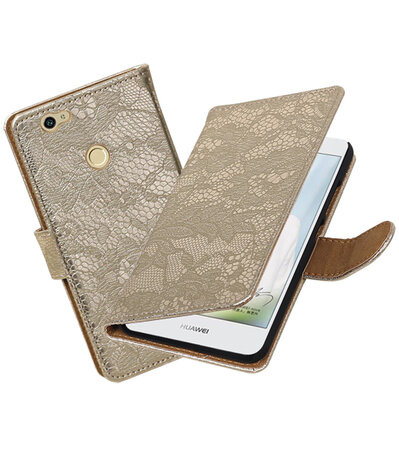 Goud Lace booktype hoesje voor Huawei Nova