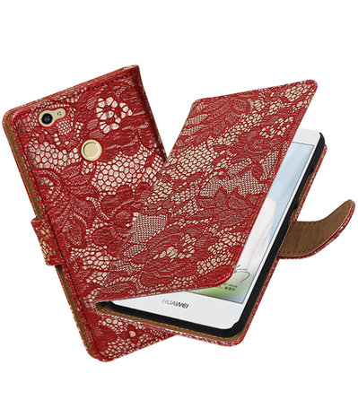 Rood Lace booktype hoesje voor Huawei Nova