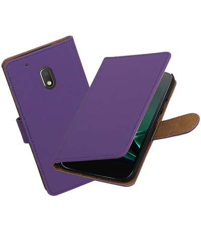 Paars Effen booktype hoesje voor Motorola Moto G4 Play