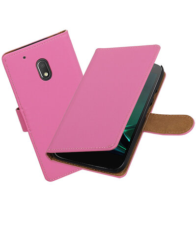 Roze Effen booktype hoesje voor Motorola Moto G4 Play