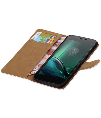 Wit Effen booktype hoesje voor Motorola Moto G4 Play