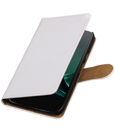 Wit Effen booktype hoesje voor Motorola Moto G4 Play