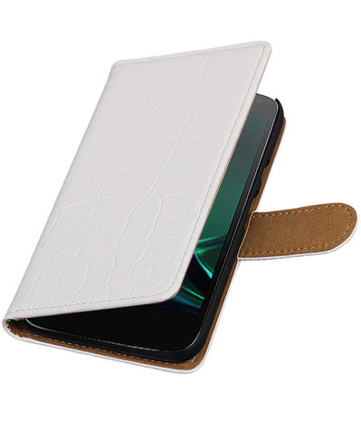 Wit Krokodil booktype hoesje voor Motorola Moto G4 Play
