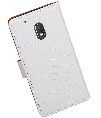 Wit Krokodil booktype hoesje voor Motorola Moto G4 Play