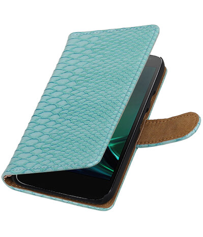 Turquoise Slang booktype hoesje voor Motorola Moto G4 Play