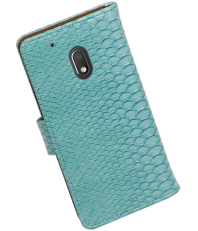 Turquoise Slang booktype hoesje voor Motorola Moto G4 Play