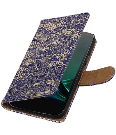 Blauw Lace booktype hoesje voor Motorola Moto G4 Play