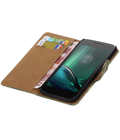 Donker Groen Lace booktype hoesje voor Motorola Moto G4 Play