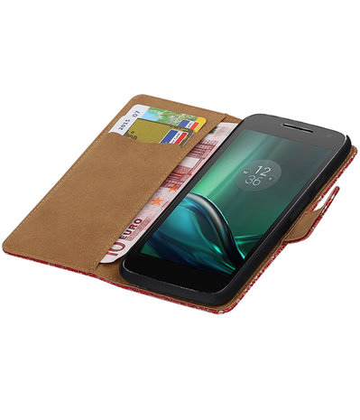 Rood Lace booktype hoesje voor Motorola Moto G4 Play