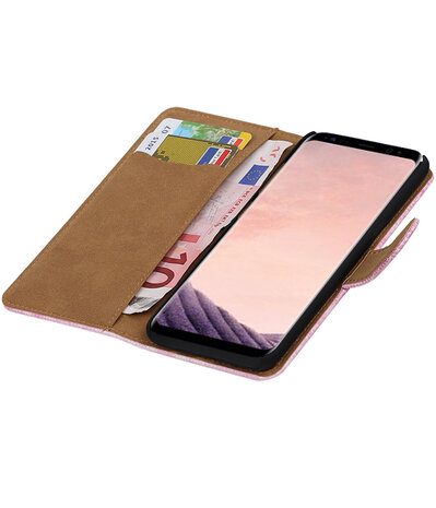 Samsung Galaxy S8+ Plus Mini Slang booktype hoesje Roze