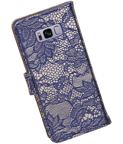 Samsung Galaxy S8+ Plus Lace booktype hoesje Blauw