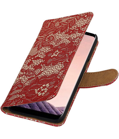 Samsung Galaxy S8+ Plus Lace booktype hoesje Rood