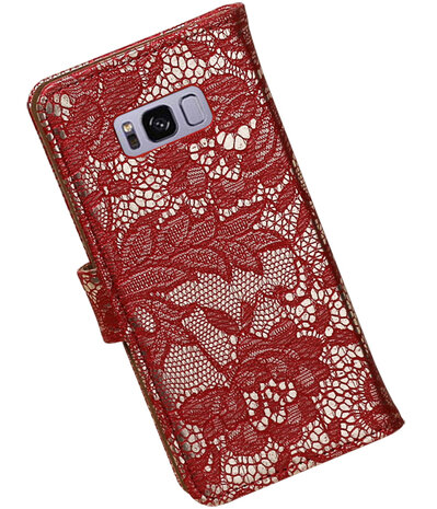 Samsung Galaxy S8+ Plus Lace booktype hoesje Rood