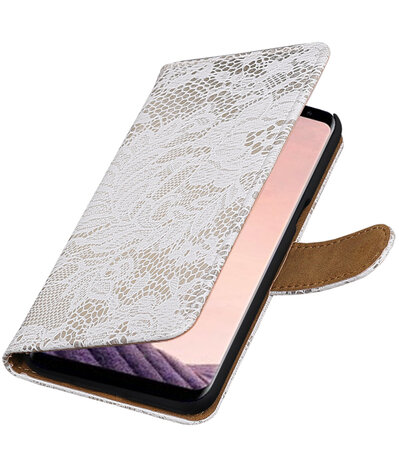 Samsung Galaxy S8+ Plus Lace booktype hoesje Wit