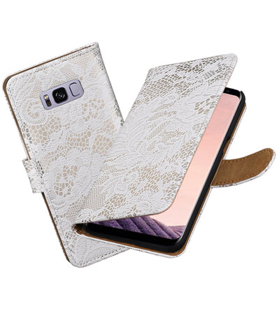 Samsung Galaxy S8+ Plus Lace booktype hoesje Wit