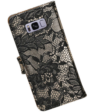 Samsung Galaxy S8+ Plus Lace booktype hoesje Zwart