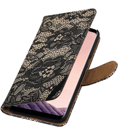 Samsung Galaxy S8+ Plus Lace booktype hoesje Zwart