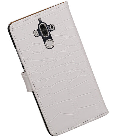 Huawei Mate 9 Krokodil booktype hoesje Wit