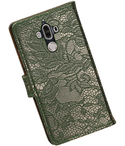 Huawei Mate 9 Lace booktype hoesje Donker Groen