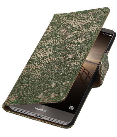 Huawei Mate 9 Lace booktype hoesje Donker Groen