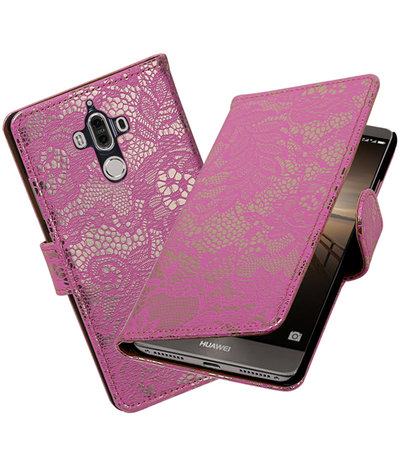 Huawei Mate 9 Lace booktype hoesje Roze