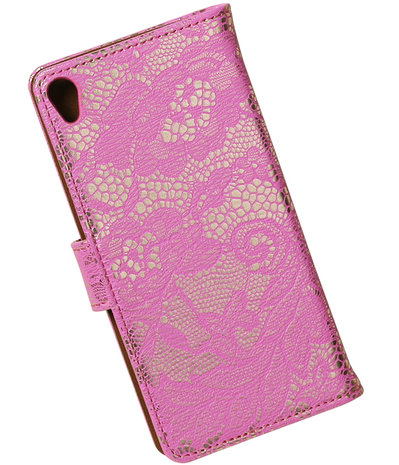 Sony Xperia XA Lace booktype hoesje Roze