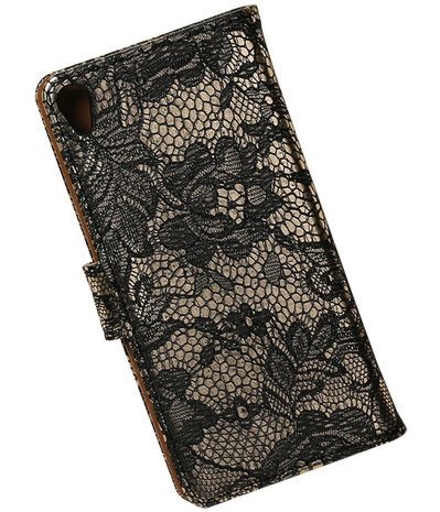 Sony Xperia XA Lace booktype hoesje Zwart