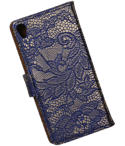 Sony Xperia XA Lace booktype hoesje Blauw