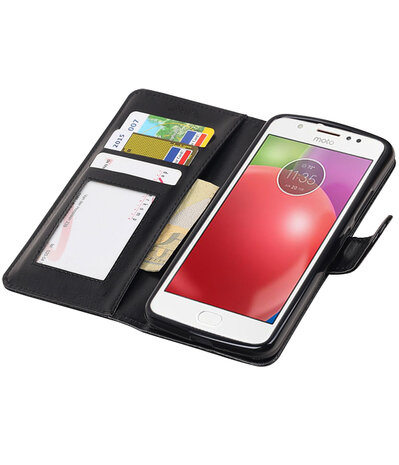 Zwart Portemonnee booktype Hoesje voor Motorola Moto E4