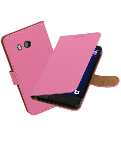 HTC U11 Effen booktype hoesje Roze
