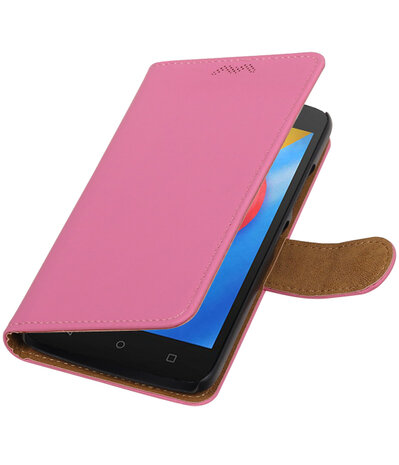 Hoesje voor Motorola Moto C Effen booktype Roze