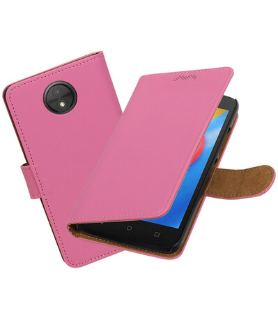 Motorola Moto C Effen booktype hoesje Roze